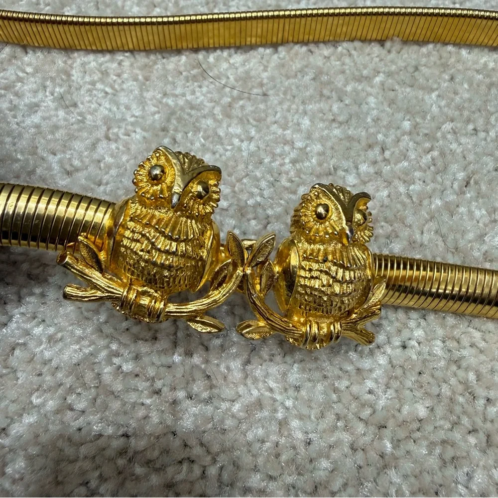 Vintage MIMI DI N stretch Owl Belt metal gold tone 1975 Womens - Picture 3 of 10